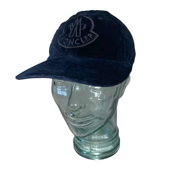 MONCLER Navy Logo Patch Velvet Baseball Cap Hat One Size - Picture 4 of 15